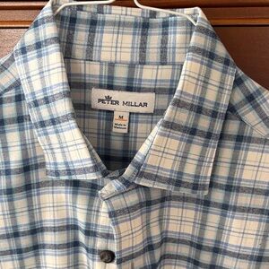 Peter Millar White and Blue Checkered Shirt